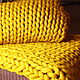 Толстый плед из натуральной шерсти мериноса "Желтый". Пледы. KnitoMania. Интернет-магазин Ярмарка Мастеров.  Фото №2