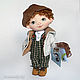 Rag doll boy with green eyes in a green jumpsuit. Dolls. CountryKids - doll with a soul. My Livemaster. Фото №4