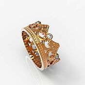 Украшения handmade. Livemaster - original item Crown Ring made of gold with stones (K17). Handmade.
