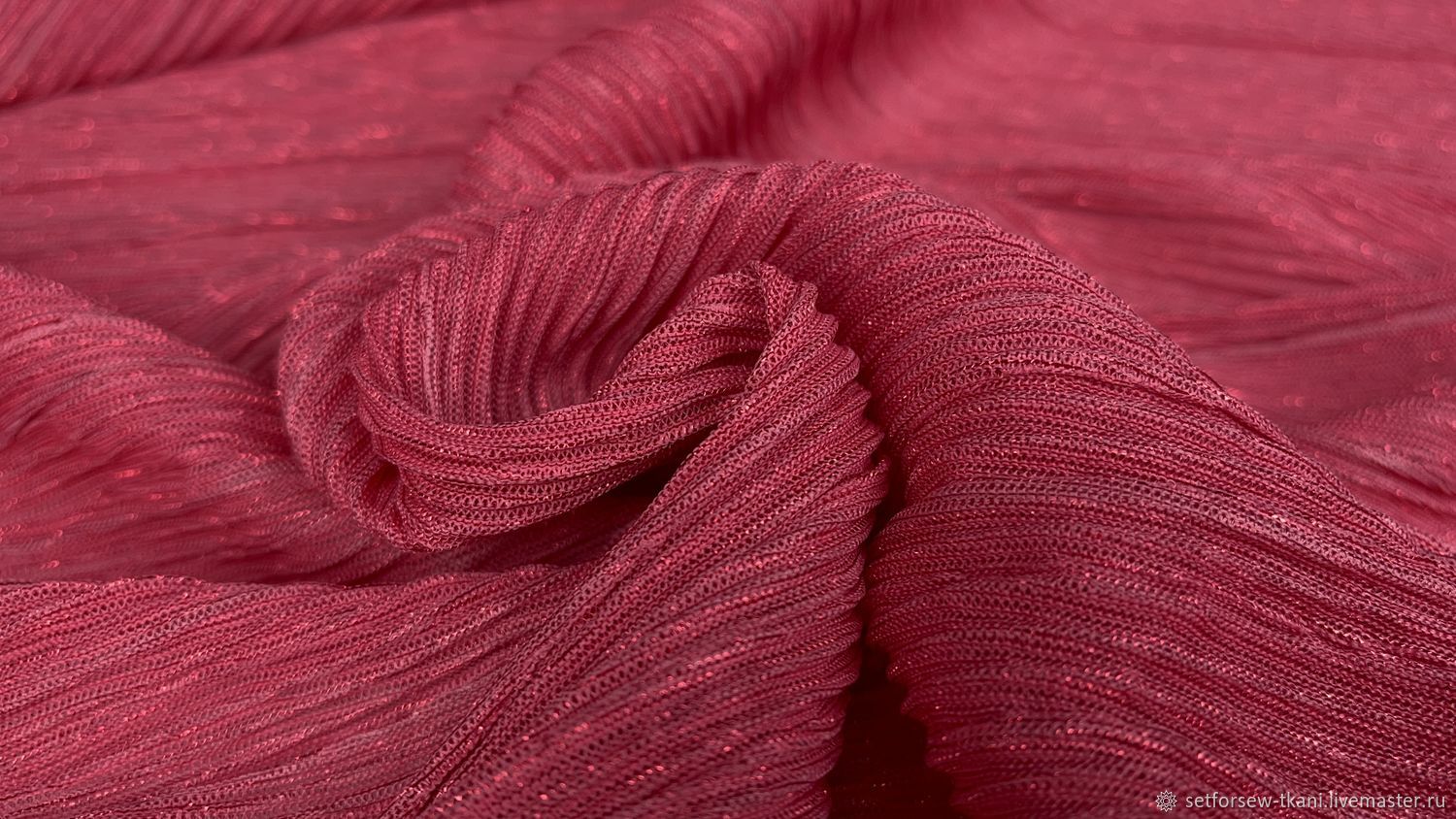 Ткань плиссе кораллово-розовая с блеском – купить на Ярмарке Мастеров ...