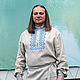 Рубаха льняная Праздничная серая(цвет льна) с вышивкой крестом, Народные рубахи, Москва,  Фото №1