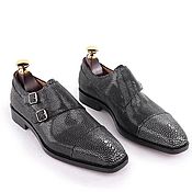 Обувь ручной работы handmade. Livemaster - original item Men`s double monk shoes, made of genuine polished stingray leather.. Handmade.