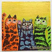 Картины и панно handmade. Livemaster - original item The painting of cats in the sun 