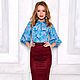 Order Blue blouse with a bow 'Roses', blouse for office flowers. mozaika-rus. Livemaster. . Blouses Фото №3