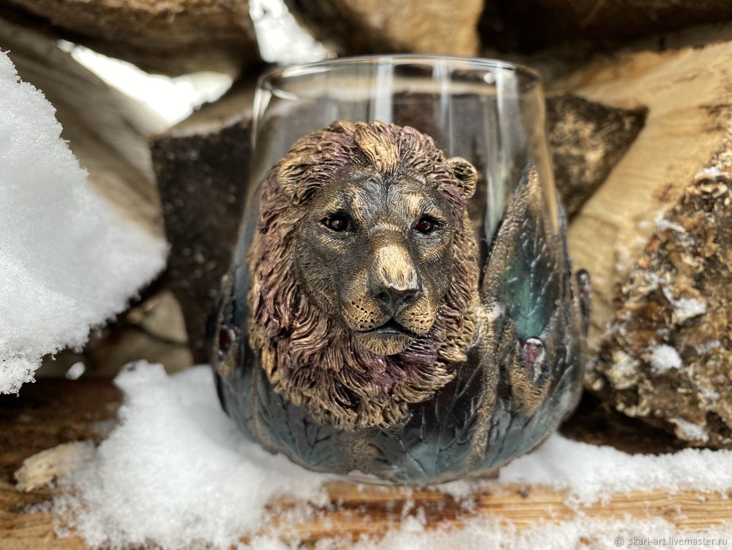 Lion Whiskey glass with pomegranate, Wine Glasses, St. Petersburg,  Фото №1