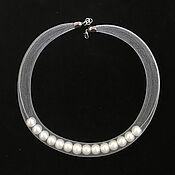 Copy of Copy of Mesh tube bracelet with pearls, 3-strand