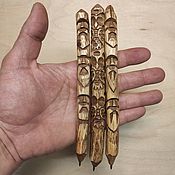 Деревянные резные пишущие ручки 2 штуки. Этно стиль. Сувенир
