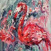 Картины и панно handmade. Livemaster - original item Flamingo oil painting 