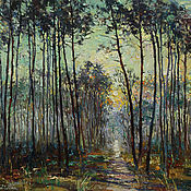 Картины и панно handmade. Livemaster - original item Morning Forest Landscape painting 80x75 cm. Handmade.