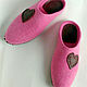 Pink felt Slippers with Hearts. Slippers. snezhana-snezhina (snezhanap). Online shopping on My Livemaster.  Фото №2