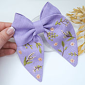 Украшения handmade. Livemaster - original item Lilac bow - embroidery 