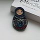 Брошь Матрёшка с бусинами жадеита и Swarovski. Брошь-булавка. Марина. Ярмарка Мастеров.  Фото №5
