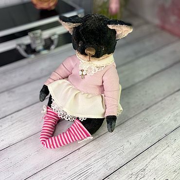Куклы и игрушки ручной работы. Ярмарка Мастеров - ручная работа Черная Лиса тедди. Handmade.