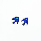 Украшения handmade. Livemaster - original item Earrings fish. Lapis lazuli and turquoise. Stud earrings.. Handmade.