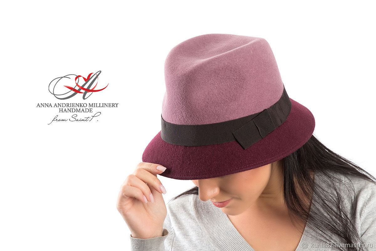 Hat shop. Двухцветная фетровая шляпа. Шляпы из фетра женские стильные без полей. Шляпы в Липецке. ` Фетровые шляпы в интернет магазине недорого.