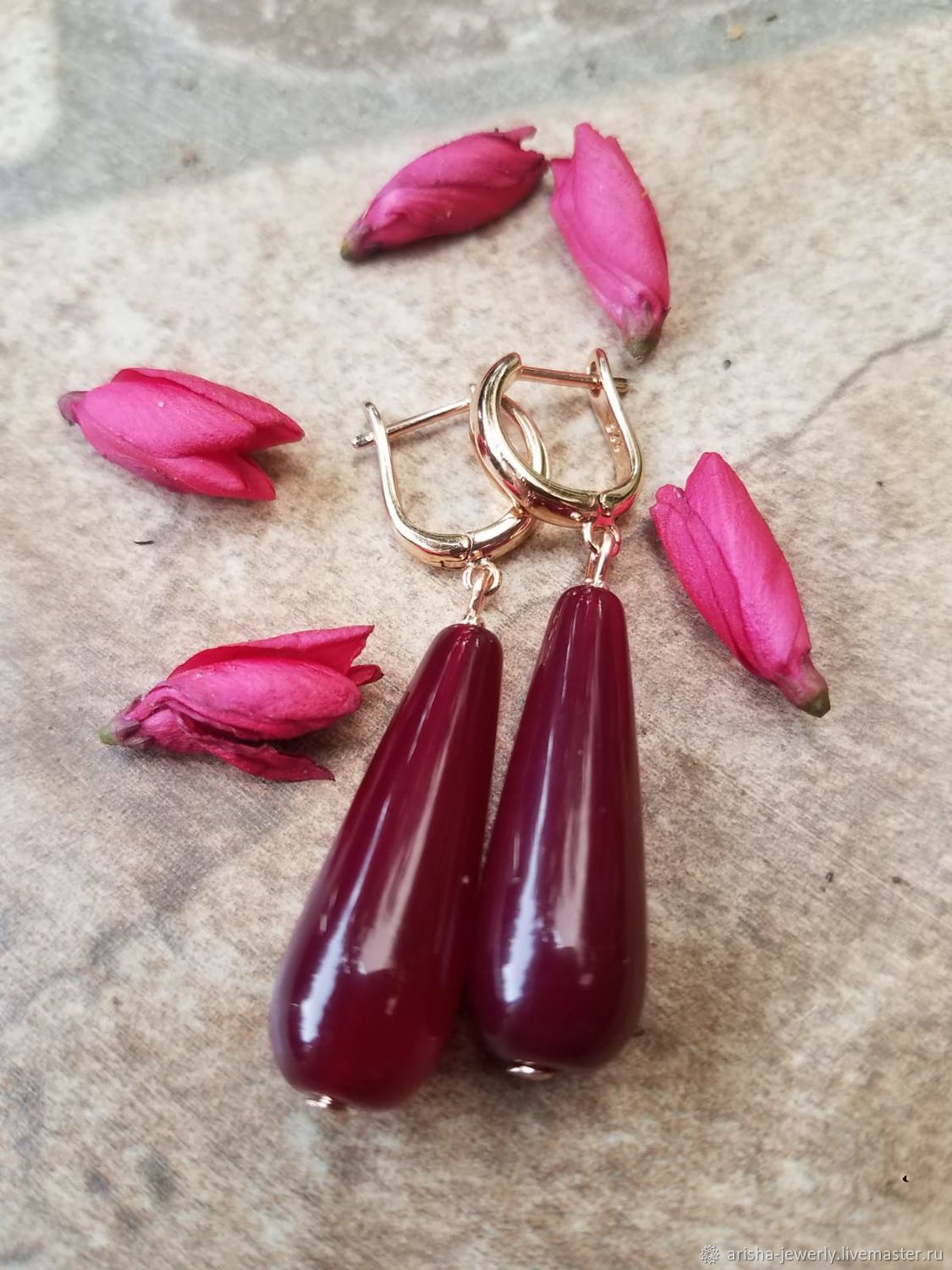 Earrings with Rubellite - Crimson ring, Earrings, Ashkelon,  Фото №1