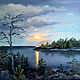 Evening on Ladoga lake. Priozersk. Oil. canvas. Original, Pictures, St. Petersburg,  Фото №1