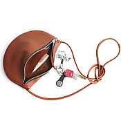 Сумки и аксессуары handmade. Livemaster - original item Round a little red bag with a strap over the head Crossbody leather. Handmade.