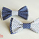 Бабочка галстук темно-синяя с белым в горошек, хлопок, Галстуки, Оренбург,  Фото №1