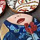Картина круглая в русском стиле Зимняя вишня. Картины. Картины маслом в Русском стиле. Ярмарка Мастеров.  Фото №5