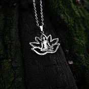 Украшения handmade. Livemaster - original item Yoga Amulet (Buddha in lotus) — steel pendant on a chain. Handmade.