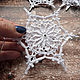 Snowflake 12 cm voluminous white knitted 2B, Christmas decorations, Moscow,  Фото №1
