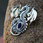 Украшения handmade. Livemaster - original item Dragon with sapphire in runic circle (stone at your discretion). Handmade.