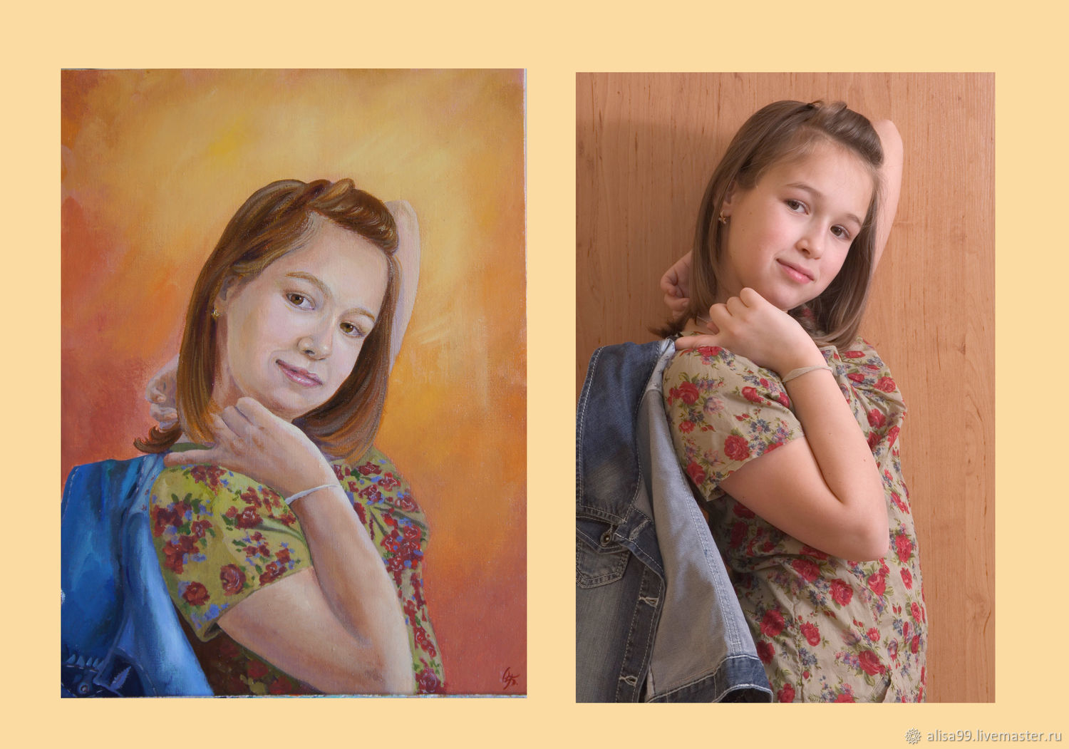 Портрет девочки Маши Ворониной в тропическом стиле