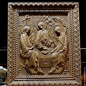 Резная Икона из дерева - Святые Петр и Феврония