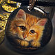 Red kitten Bagel – pendant with painting - a gift for a cat lover, Pendant, Moscow,  Фото №1