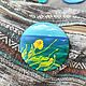 Brooch Yellow Flowers by the Sea. Miniature painting on canvas. Seascape. Brooches. giftsalad. My Livemaster. Фото №4