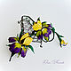 Yellow Purple irises brooch and leather bracelet set, Jewelry Sets, Kursk,  Фото №1