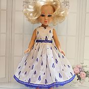 Куклы и игрушки handmade. Livemaster - original item The dress is white with a blue flower. Handmade.
