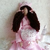 Куклы и игрушки handmade. Livemaster - original item Tilda doll in pink-cotton swab holder. Handmade.