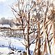 The picture winter 'White plains' watercolor. Pictures. Senchilova Evgenia. My Livemaster. Фото №6