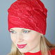 Felted hat..female red, Caps, Khabarovsk,  Фото №1