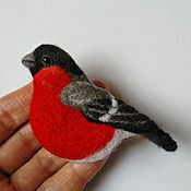 Украшения handmade. Livemaster - original item Brooch-pin: Bullfinch felted brooch.. Handmade.