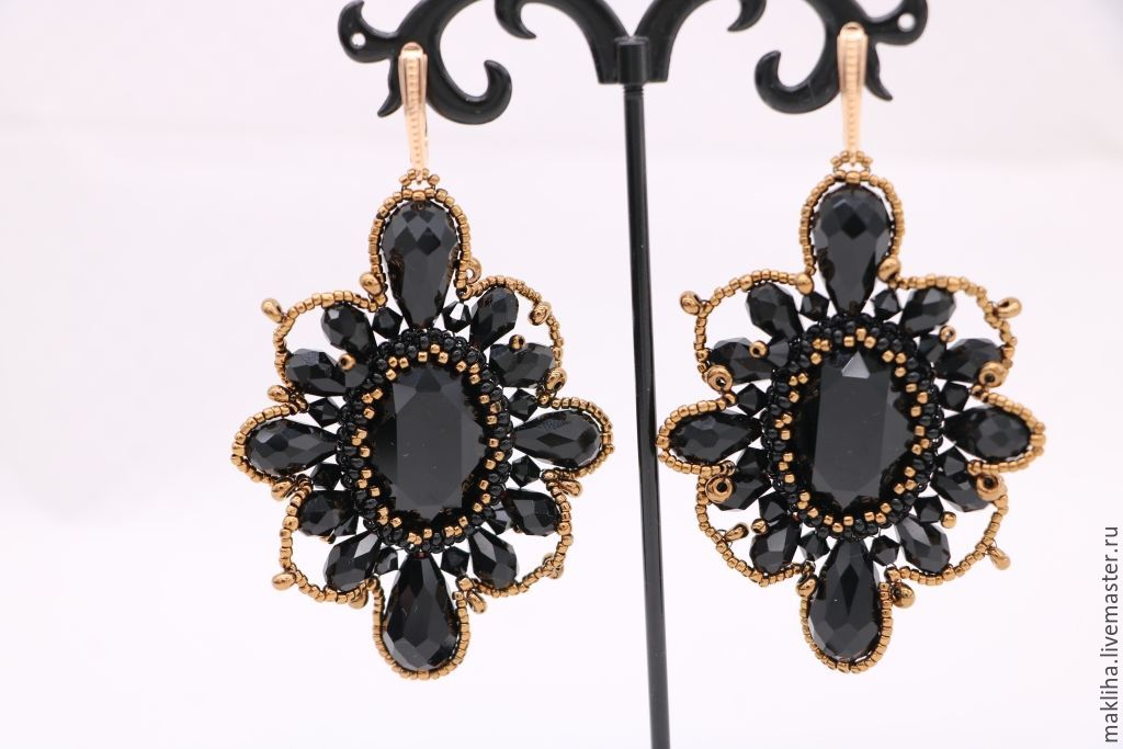 Evening Earrings Black Lace Online On Livemaster With Earrings Handmade Livemaster Evening Black Lace