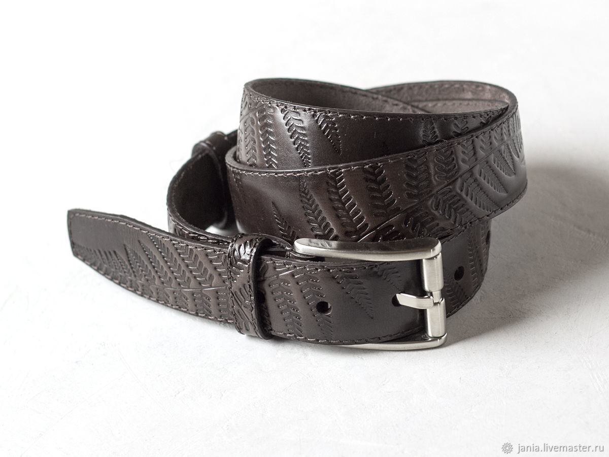 Brown leather Belt for men 1.3 inches wide, Straps, Ivanovo,  Фото №1
