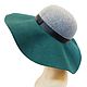Hat with a wide brim made of 100% wool gray-green color, Vintage hats, Nelidovo,  Фото №1