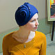 Шляпка синяя «рококо». Шляпы. EDIS | дизайнерские шляпы Наталии Эдис. Ярмарка Мастеров.  Фото №6