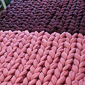 Плед из толстой пряжи 100% шерсти мериноса "Розовое какао"