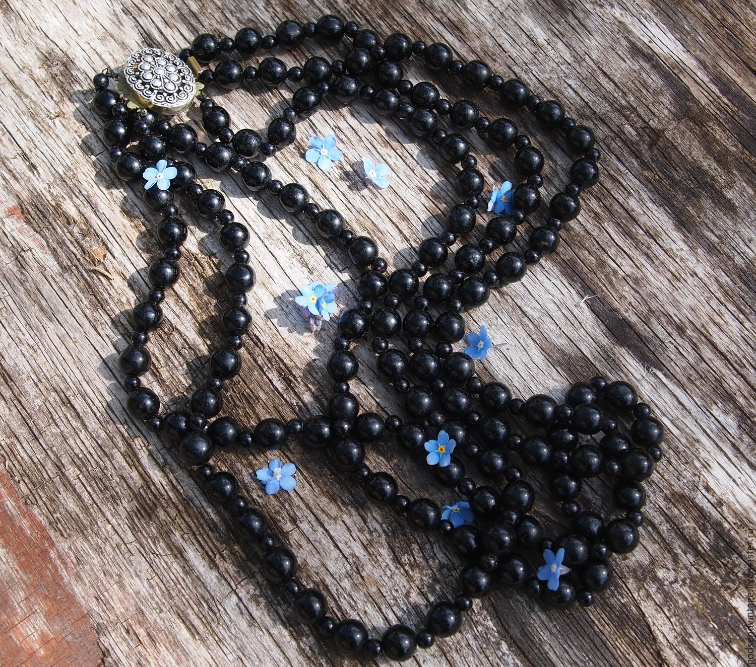 Necklace tehnicka of black glass, vintage, Vintage necklace, St. Petersburg,  Фото №1
