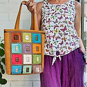 Сумки и аксессуары handmade. Livemaster - original item Shopper Hundertwasser`s house, women`s big bright bag, boho, 251. Handmade.