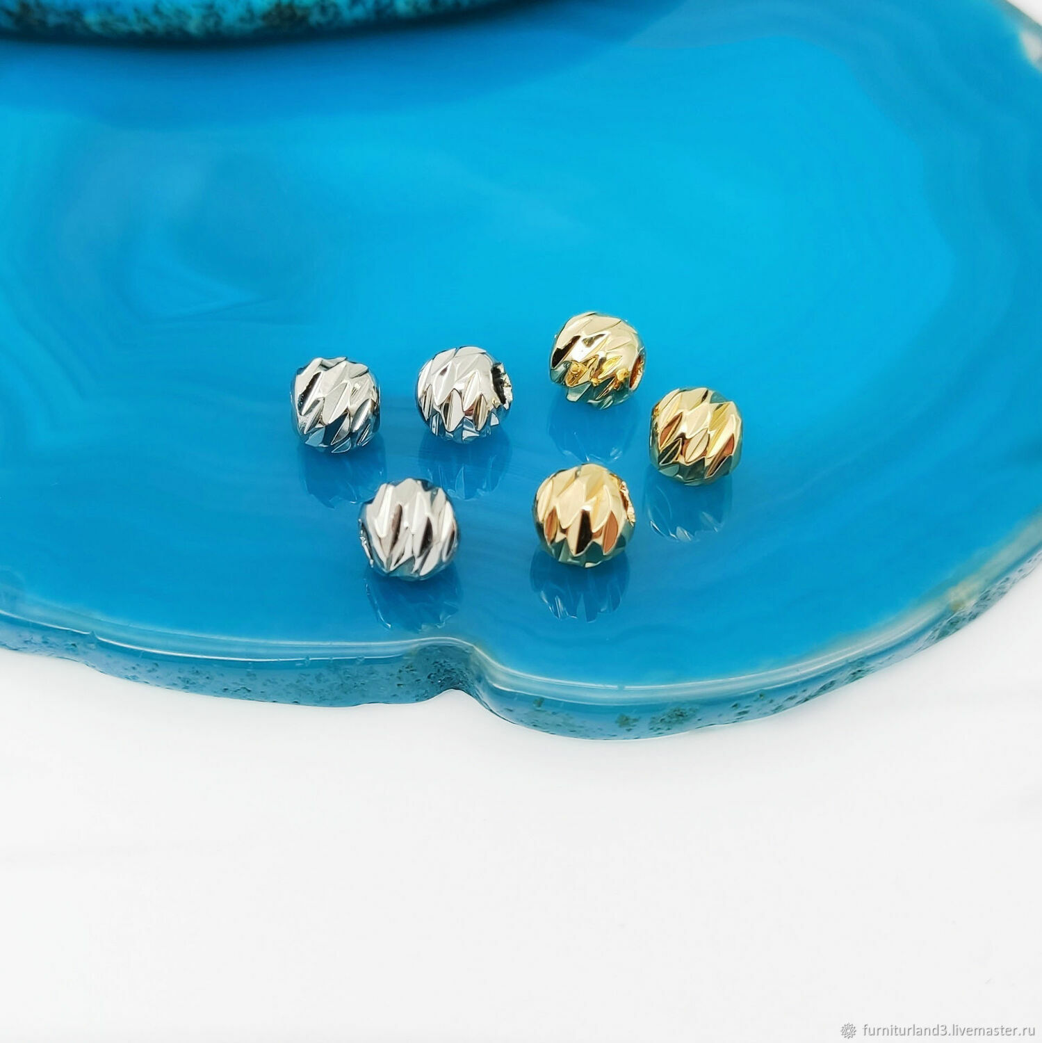 Бусина фактурная 6 мм. шт. №47 2 цвета (выбор) покрытия купить в ...