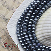 Материалы для творчества handmade. Livemaster - original item Beads Pearl glass 4 mm Asphalt premium. Handmade.