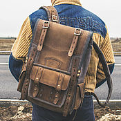Сумки и аксессуары handmade. Livemaster - original item Backpack made of leather and canvas for the city and for nature. Handmade.