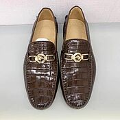 Обувь ручной работы handmade. Livemaster - original item Men`s moccasins, made of genuine crocodile leather, brown color.. Handmade.