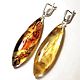 Large long amber earrings with inclusions, Earrings, Belokuriha,  Фото №1