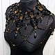 Order Shoulder Beaded large sexy black necklace Bridal lace shoulder cape. Beaded jewelry by Mariya Klishina. Livemaster. . Necklace Фото №3